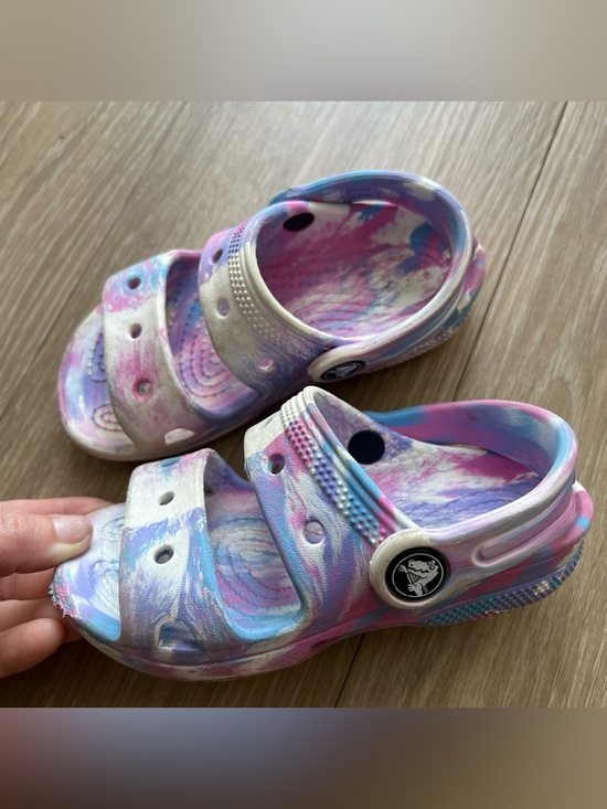 CROCS Other - Crocs Classic Marbled Tie Dye Open Toe Sandals Purple Pink Girls Toddler Size C9